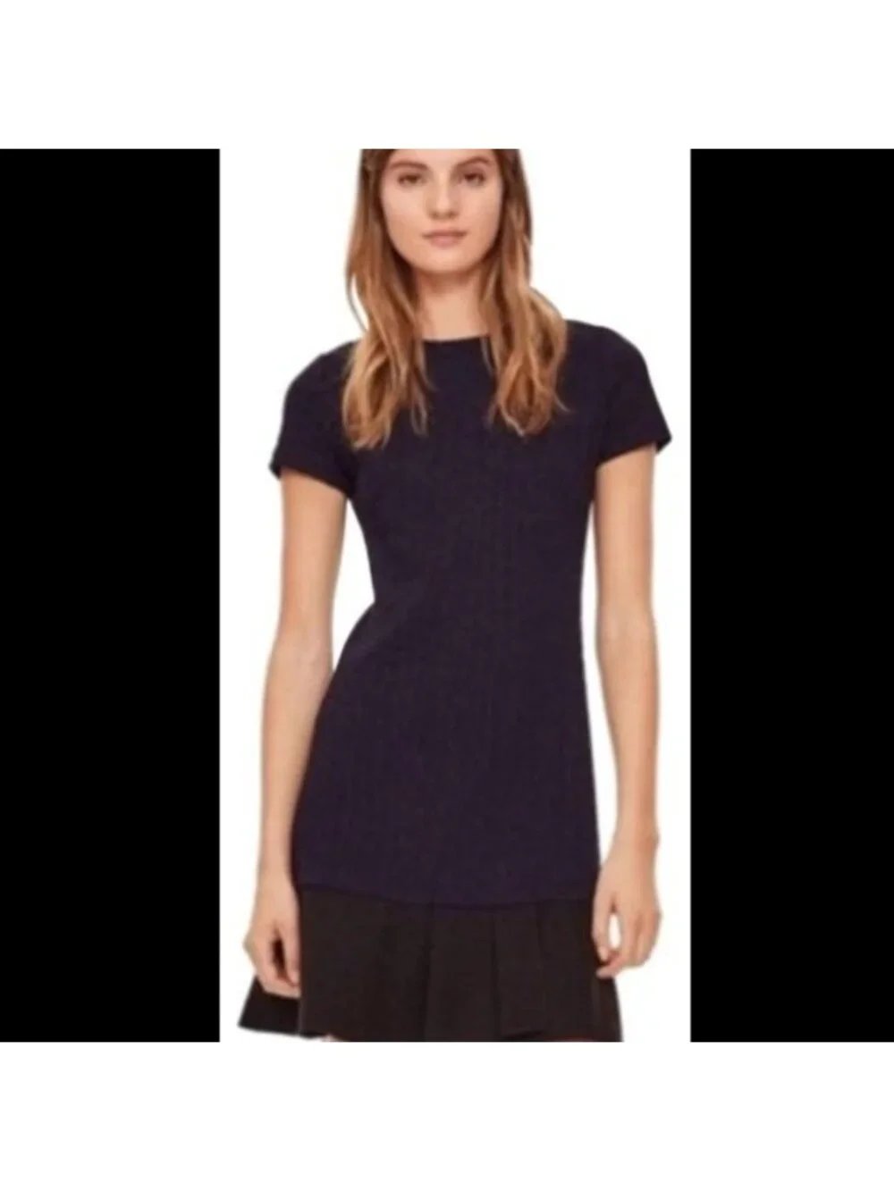 Tory Burch Jacquard Flounce Dress - Navy and Black